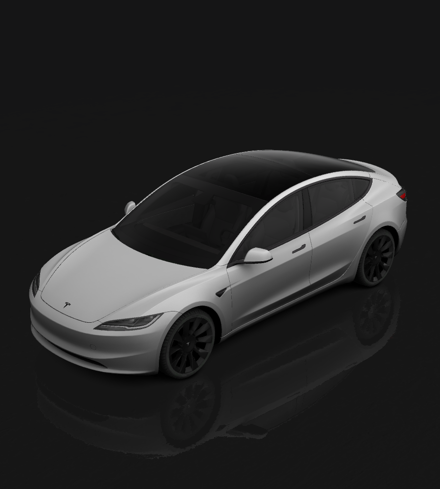 Tesla Model 3 rendered in Matte Black
